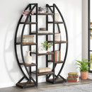 Axyaa 5 Tier Oval Bookshelf, Industrial Triple Wide Etagere for Living Room