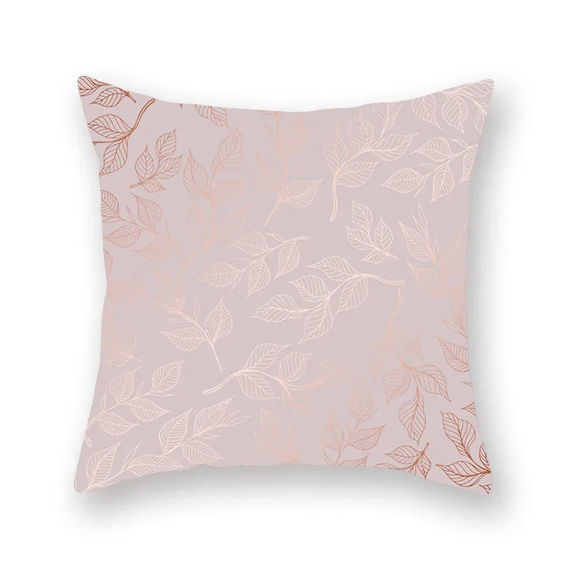 Axyaa Pink Gold Geometry Polyester Pillow Case 45*45cm Square