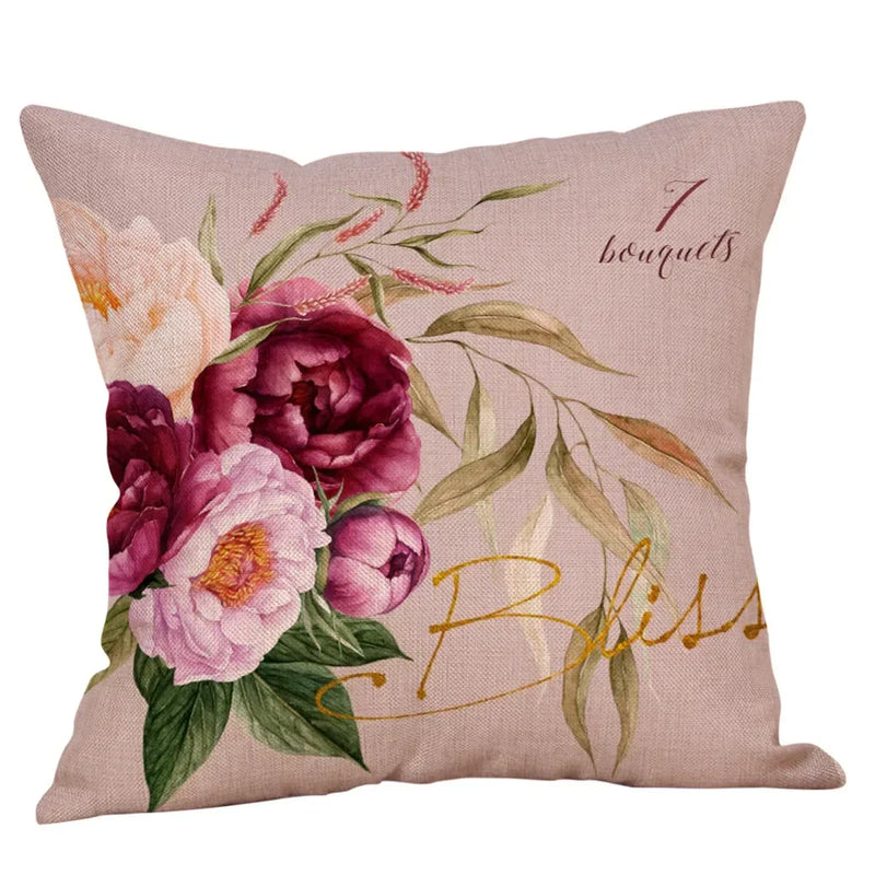 Axyaa Butterfly Linen Pillow Cover, 45X45CM