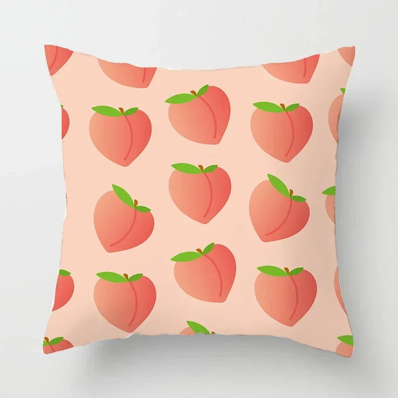 Peachy Pink Pattern Cushion Cover 45X45CM for Sofa Decor by Axyaa