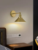 Axyaa Adjustable Retro Wall Sconce Bedside Lamp Black Brass Iron Shade