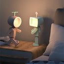 Axyaa Mini Square Robot Night Light LED Book Lamp Wooden Decor