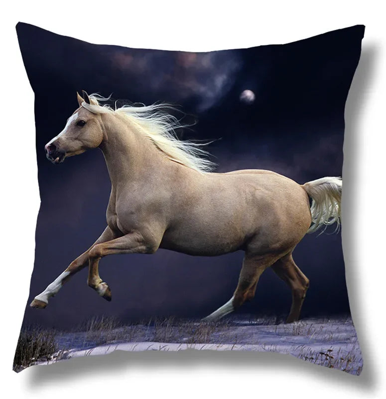 Fine Horse Print Cushion Cover for Home Decor by Axyaa