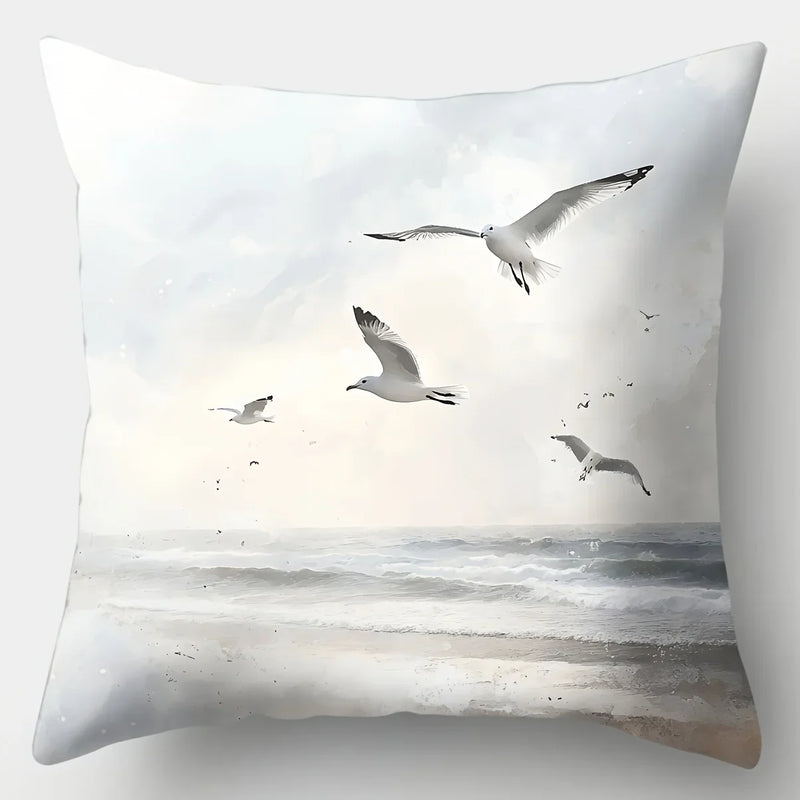 Axyaa Seagull Beach Sofa Pillow Case Set, 17.7" x 17.7", Home Decor & Sofa Waist