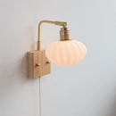 Axyaa Ash Wood LED Wall Fixture Rotatable Glass Bedside Lamp