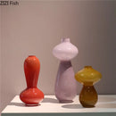 Axyaa Color Glass Vase & Artificial Flower Desk Decoration Set