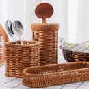 Axyaa Handwoven Rattan Wicker Serving Baskets for Bread Fruit Vegetables - 7 Styles