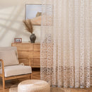 Axyaa Modern Jacquard Curtain Set for Living Room - White Sheer Window Treatment
