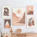 Axyaa Boho Mountain Desert Wall Art Canvas Painting Posters for Home Decor
