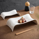Axyaa White Ceramic Pillow Plate Dessert Sushi Specialty Tableware