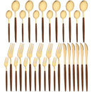 Axyaa Stainless Steel Wooden Handle Cutlery Set