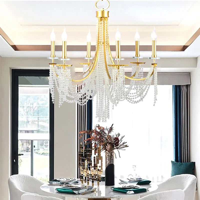 Axyaa Crystal Chandelier: Elegant Luxury Hanging Lamp for Living Room & Dining Room