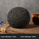 Black Quartz Stone Planet Bowl by Axyaa: Volcanic Stone Tableware for Molecular Cuisine