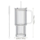 Axyaa Begonia Floral Glass Tumbler with Handle, Straw, Lid - Large Capacity Water Cup