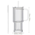 Axyaa Glass Tumbler Cup with Handle Lid & Straw, 24oz Reusable Big MAC Iced Coffee Mug