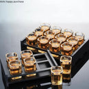 Axya Spirit Glass Set with Wooden Cup Holder - Branded Liquor Glasses & Shot Glasses