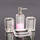 Axya Clear Acrylic Bathroom Set: Soap Dispenser, Soap Dish, Toothbrush Holder
