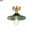 Axyaa Green Glass Copper Ceiling Light Fixture - Modern LED Kitchen Balcony Lamp