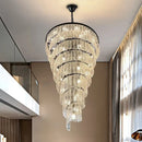 Axyaa Modern Glass Staircase Chandelier: Luxury LED Indoor Lighting for Creative Home Decor