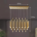 Axyaa Crystal Stair Chandelier - Modern LED Ceiling Light for Living Room