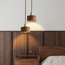 Axyaa Brass LED Pendant Light with Walnut Wood Accent - Vintage Interior Lighting