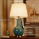 Axyaa Green Ceramics Table Lamp LED Modern Design for Home Bedroom