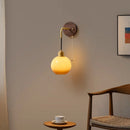 Axyaa Walnut Wood LED Wall Lamp with Pull Chain Switch