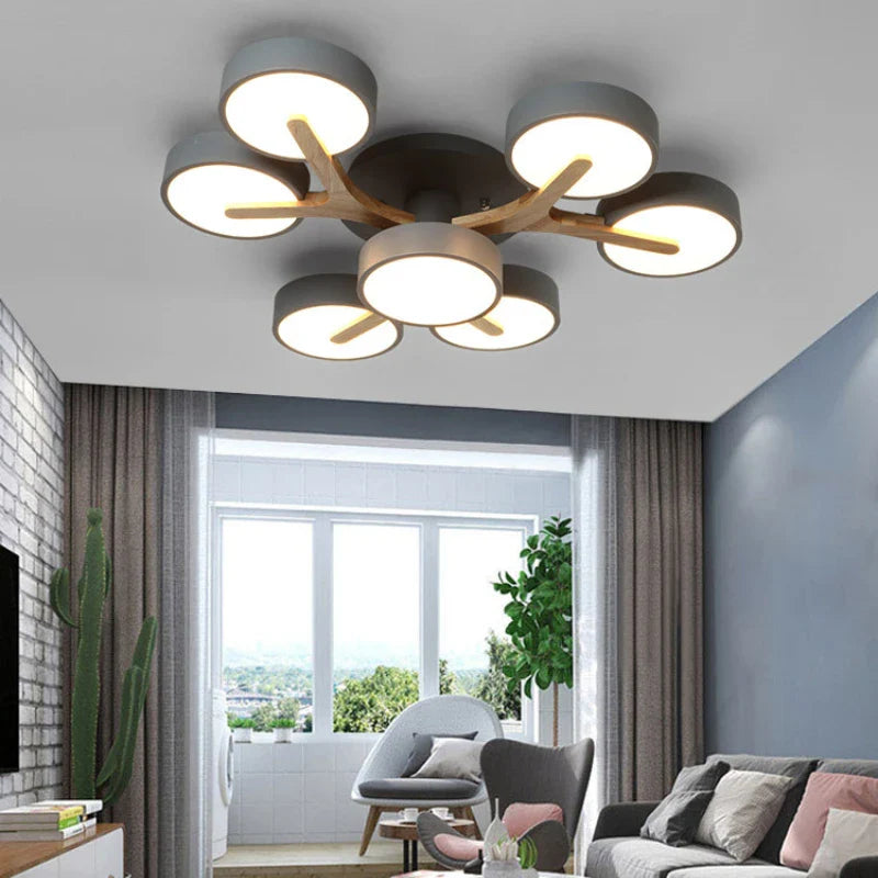 Axyaa Wood Macaron Ceiling Chandelier Light for Bedroom Living Room Kitchen