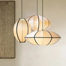 Axyaa Nordic Fabric Lantern LED Chandelier Pendant Light for Home Decor