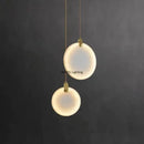 Axyaa Nordic Marble Pendant Lights Stone Round Ceiling Chandeliers for Modern Home Décor