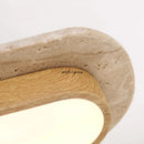 Axyaa Nordic LED Ceiling Light Chandelier, Minimalist Walnut Yellow Travertine Decor