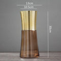 Axyaa Gold Metal Glass Vase - Round Flower Arrangement Home Decor