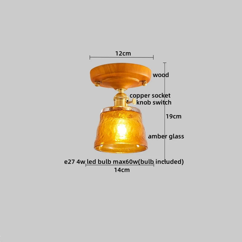 Axyaa Copper Wood LED Ceiling Lamp Modern Indoor Lighting Fixtures
