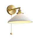 Axyaa Nordic Ceramic LED Wall Light with Pull Chain Switch, Modern Copper Sconce Home Lighting
