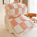 Axyaa Thickened Coral Fleece Checkerboard Queen Size Winter Blanket