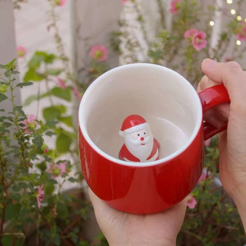 Axyaa Christmas Ceramic Couple Coffee Cup Set - Cute Xmas 3D Gift Mug
