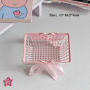 Axyaa Mini Pink Gift Handle Basket with Bow Ribbon - Set of 5
