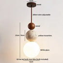 Axyaa Nordic LED Pendant Light with Yellow Stone White Glass - Modern Kitchen Bedside Fixture