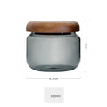 Axyaa 300ml Grey Glass Storage Jar with Acacia Walnut Lid for Dry Food and Snacks