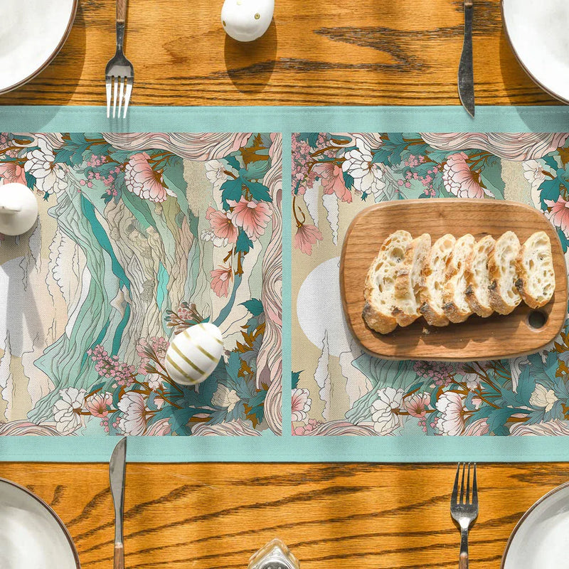 Axyaa Floral Table Runner for Kitchen Dining Room Holiday Party Decoration