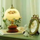 Axyaa Glass Flower Table Lamp: Romantic Wood Desk Lighting for Bedroom, Children's Room