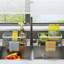 Axyaa Stainless Steel Sink Shelf Sponge Storage Faucet Holder with Hooks