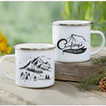 Enamel Mountain Mug with Handle by Axyaa. Best Camping Gift for Outdoor Lovers