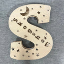 Axyaa Personalized LED Name Wall Decor Night Light with Stars for Family, Couples, Kids - Wooden Lamp