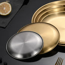 Axyaa Stainless Steel Dining Round Bone Spitting Dish Shallow Tray Fruit Meat Cookware