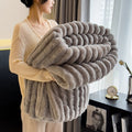Axyaa Luxury Rabbit Fur Throw Blanket for Cozy Warmth and Comfort