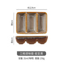 Axyaa Ceramic Seasoning Set - Three Grid Plate with Dipping Dishes