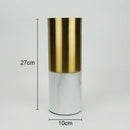 Axyaa Imitation Marble Gold Metal Vase & Artificial Flowers Decor - Desk Decoration Craft