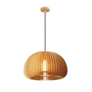 Axyaa Wood Pumpkin Birdcage Pendant Light, Adjustable E27 Tiffany Chandelier for Dining Room and Bedroom