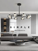 Axyaa Minimalist Glass LED Chandelier for Living Room, Restaurant, Kitchen, Bedroom - Dimmable Lighting